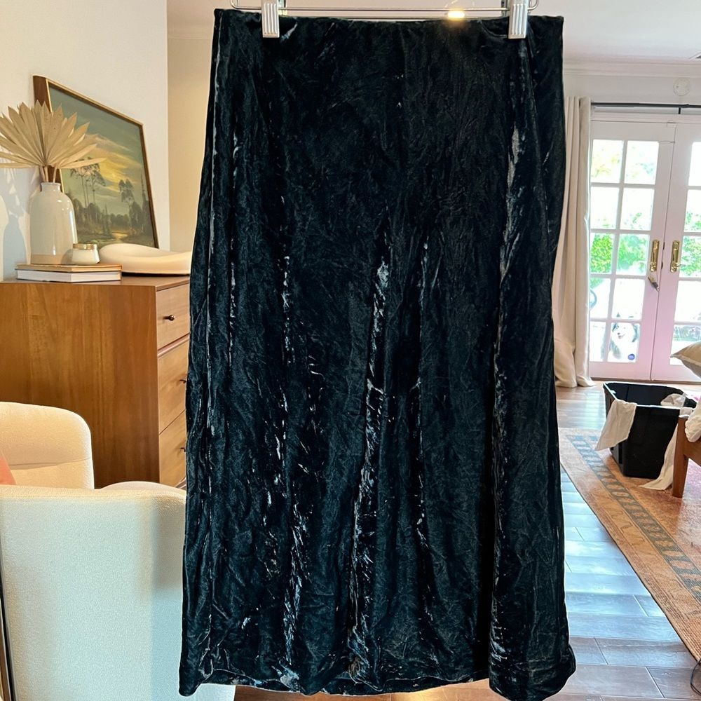 Maeve velvet green skirt from Anthropologie